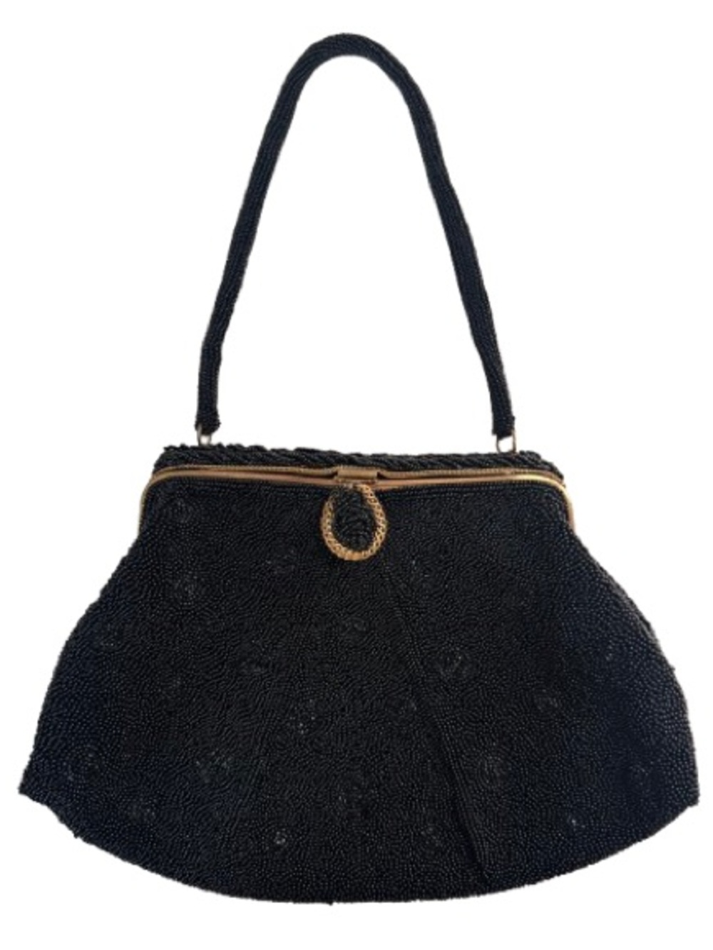 Vintage Jorelle by Llewellyn Black Gold Beaded Clutch Handbag